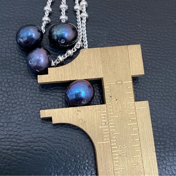 Silver-tone Chain with Freshwater Pearl Beads Lariat 24-Inch Necklace 12.5g - Picture 10 of 13